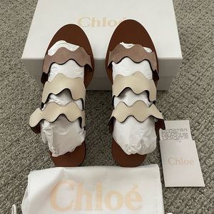 Chloe Lauren flat neutral leather sandals
